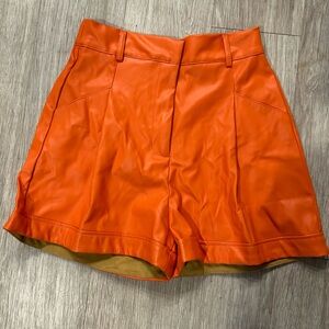 Glam Orange Leather Shorts (NWT)